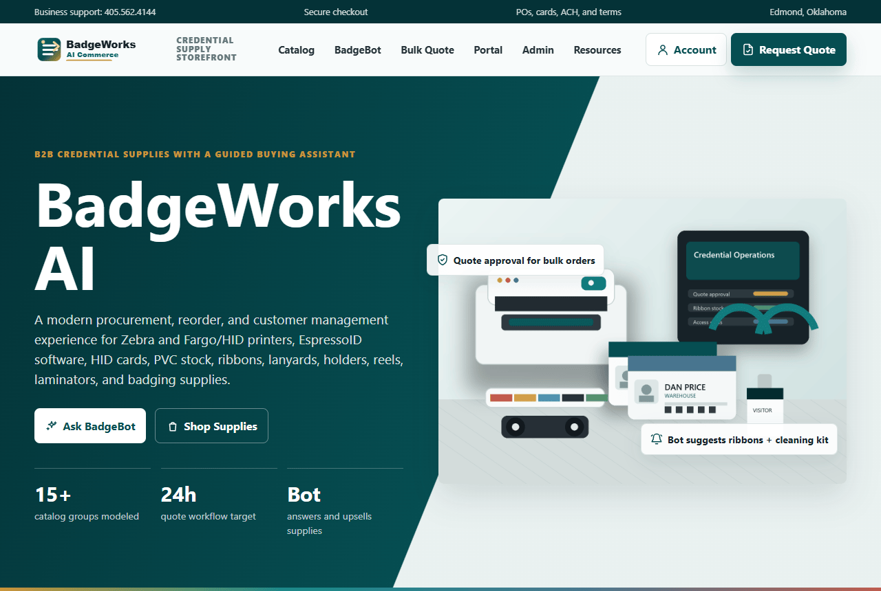 BadgeWorks AI Commerce website preview