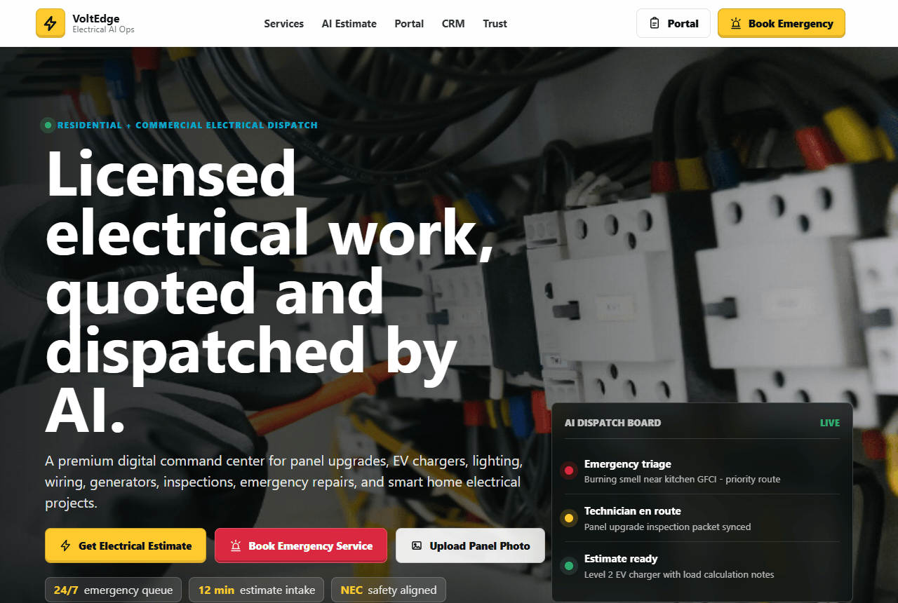 VoltEdge Electrical website preview