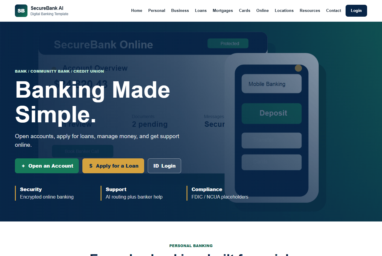 SecureBank AI website preview